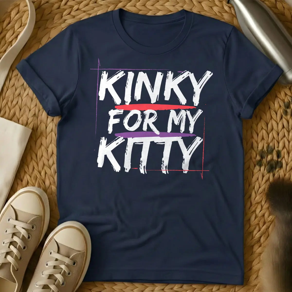 Kinky Cat Shirt - Navy Cat T-Shirt