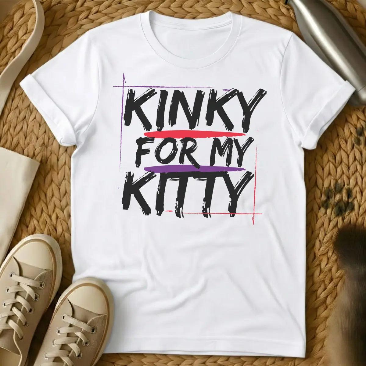 Kinky Cat Shirt - White Cat T-Shirt