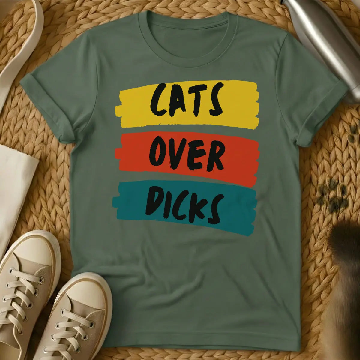 Cat Sarcasm Shirt - Military Green T-Shirt - cat parent sarcasm, deadpan sarcasm, dry humor apparel