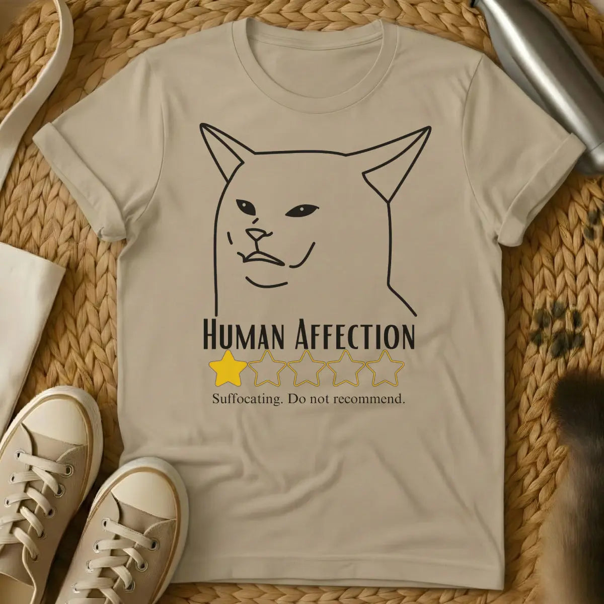 One Star Review Cat Shirt - Sand Cat T-Shirt