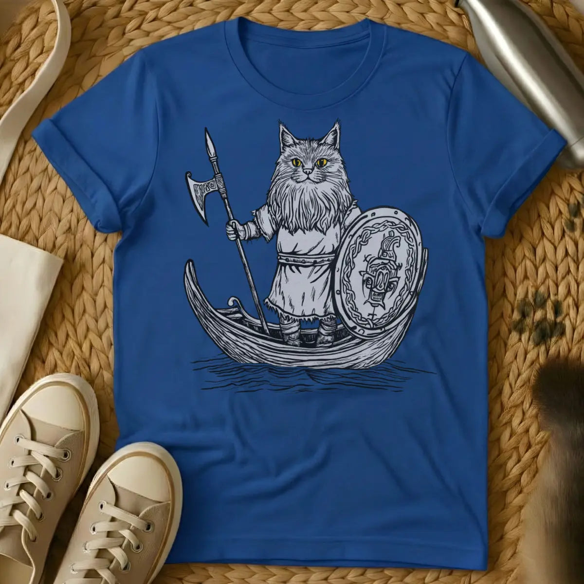 Viking Cat Shirt - Blue Cat T-Shirt