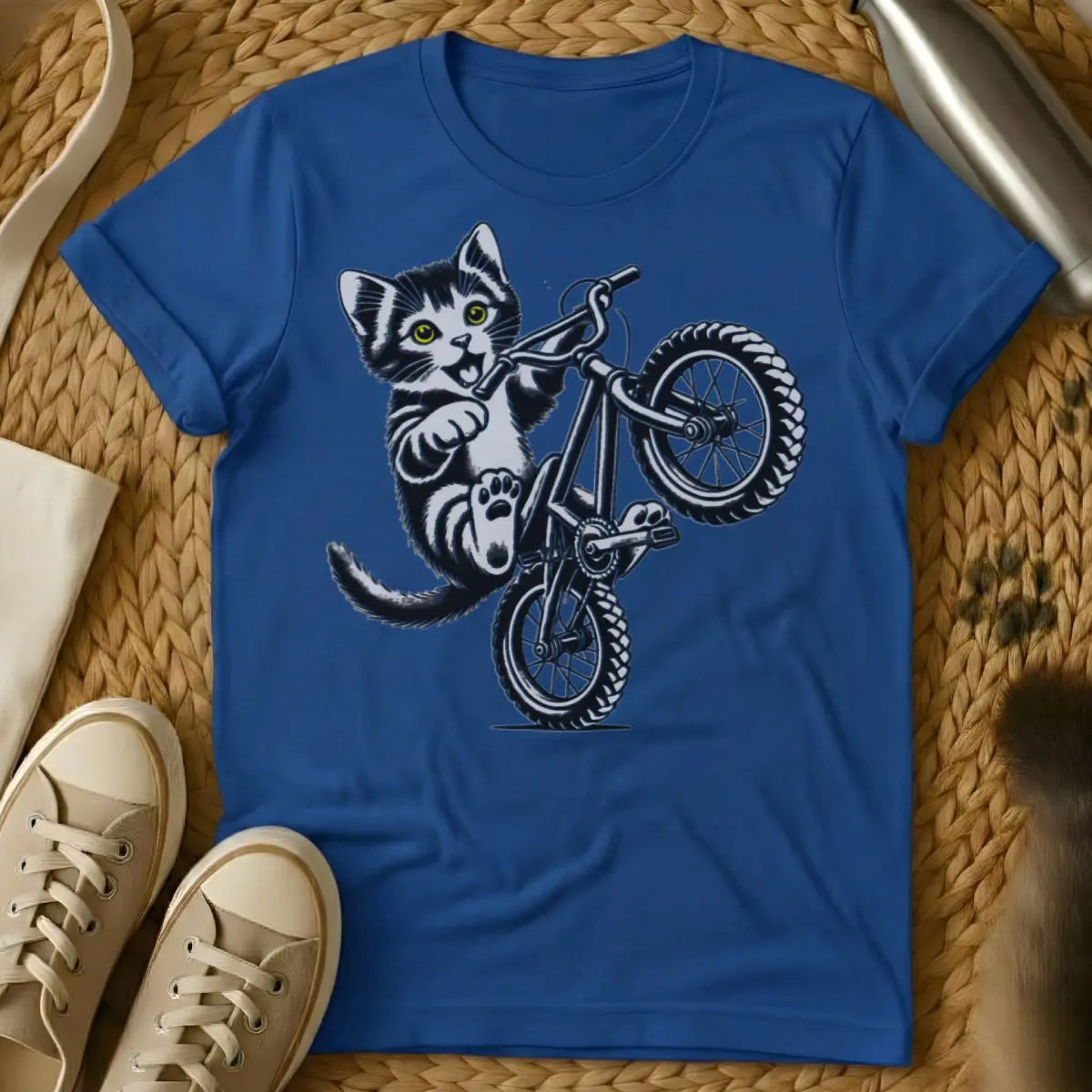 Kitten Bike Cat Shirt - Blue Cat T-Shirt