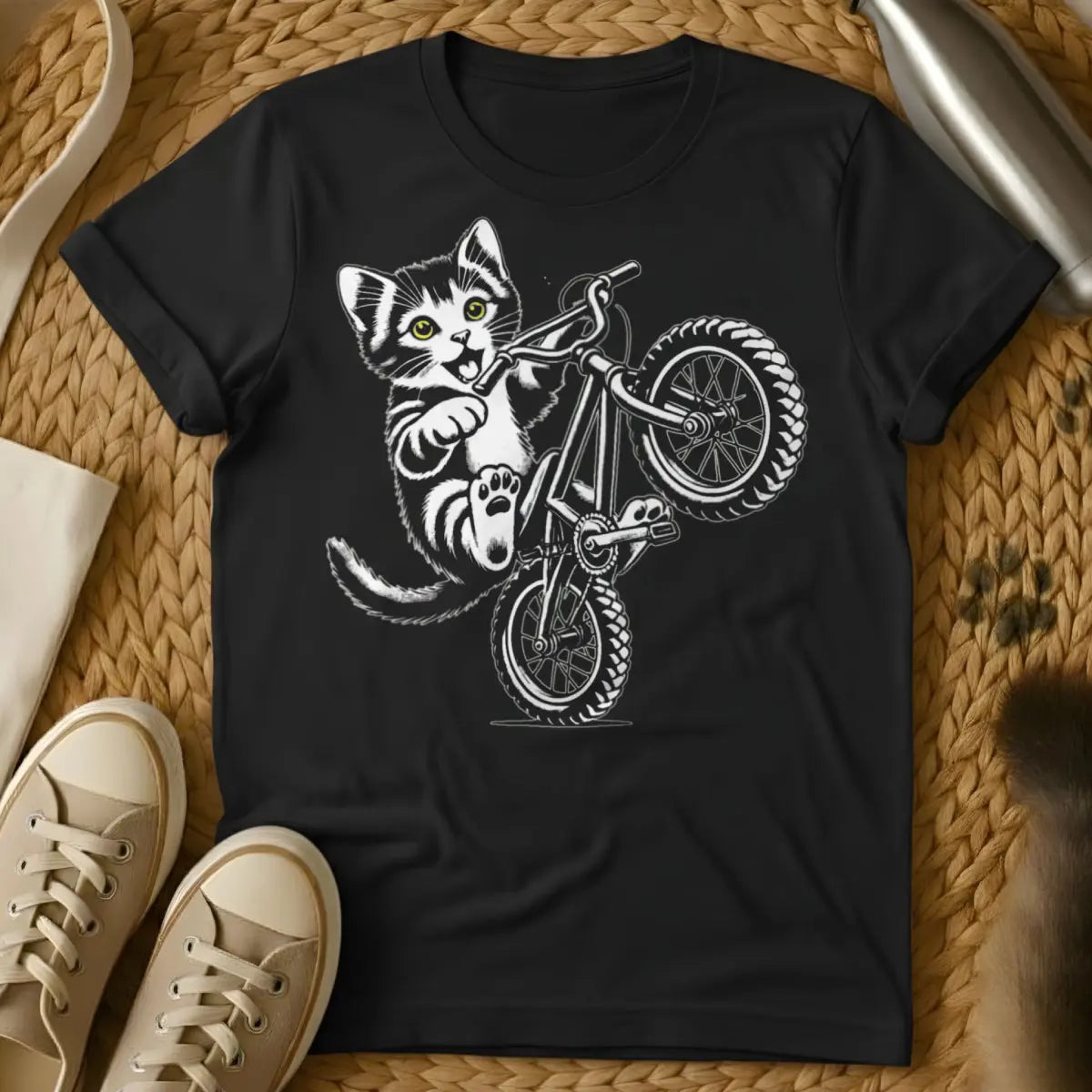 Kitten Bike Cat Shirt - Black Cat T-Shirt