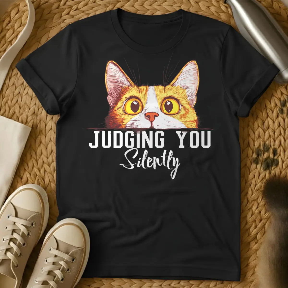 Silently Judging You Cat Tee - Black Cat T-Shirt