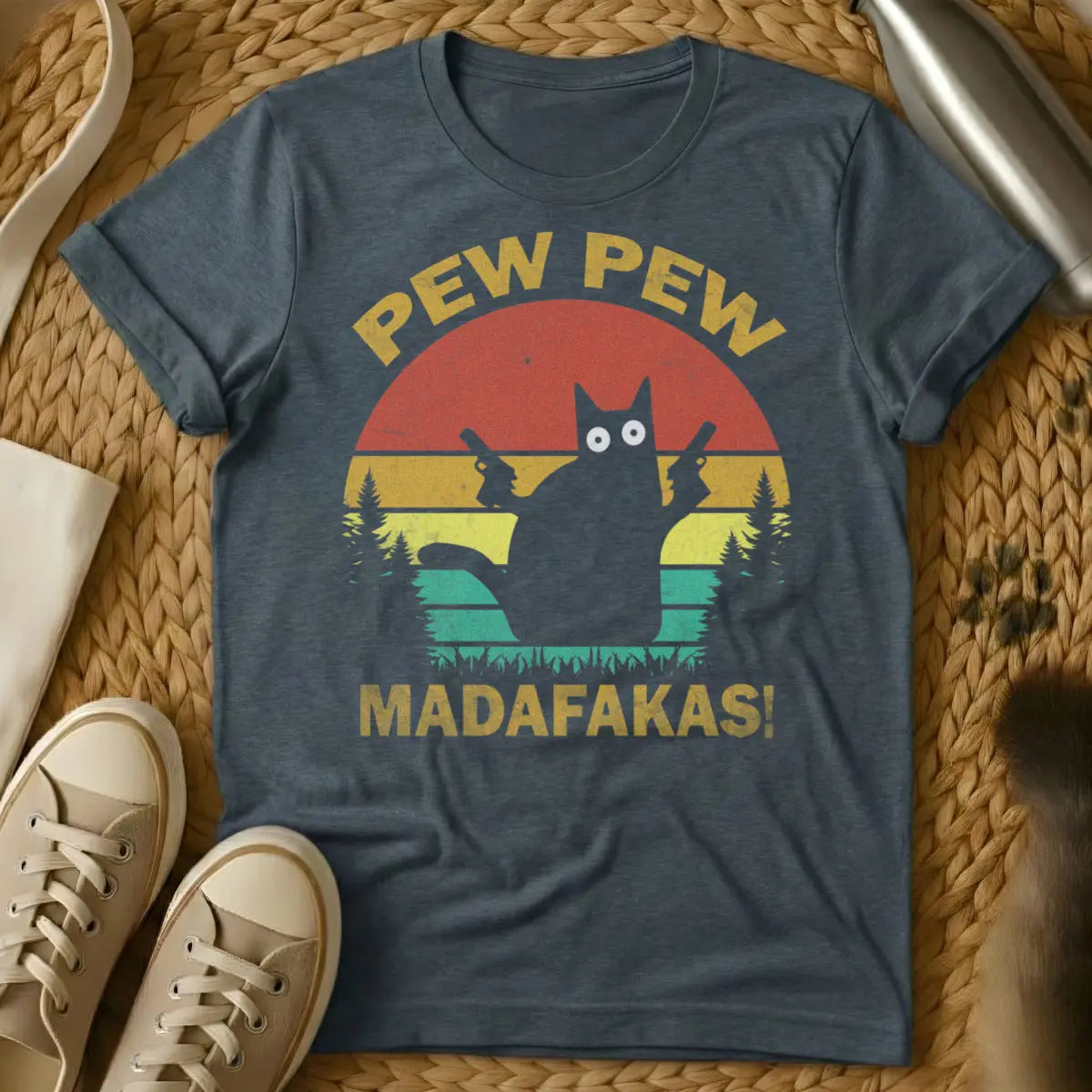 Pew Pew Madafakas Cat Shirt - Dark Heather Cat T-Shirt