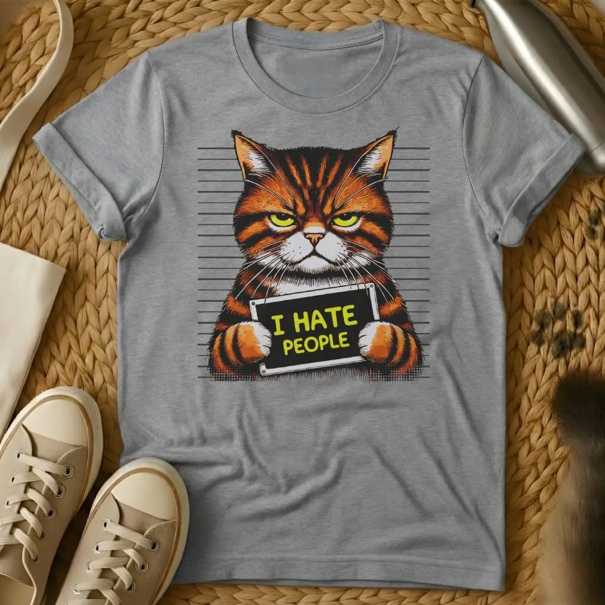I Hate People Cat Shirt - Gray Cat T-Shirt