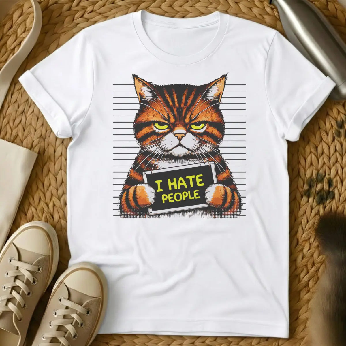 I Hate People Cat Shirt - White Cat T-Shirt