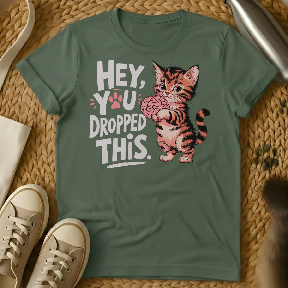 You Dropped This Cat Shirt - Military Green Cat T-Shirt