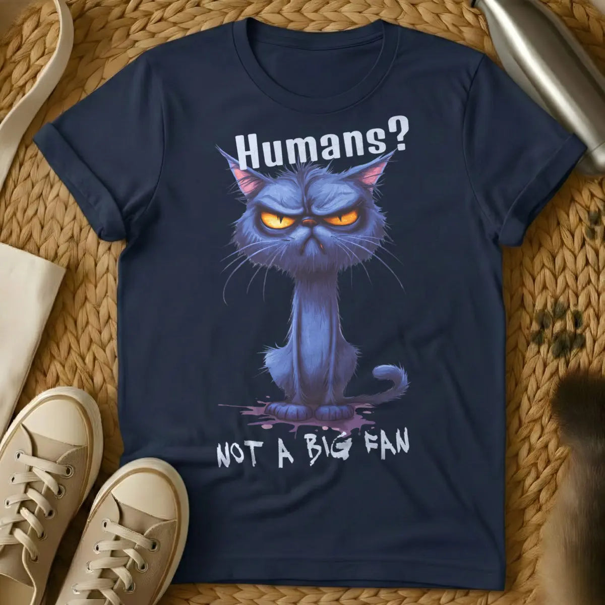 Not a Big Fan Cat Tee - Navy Cat T-Shirt