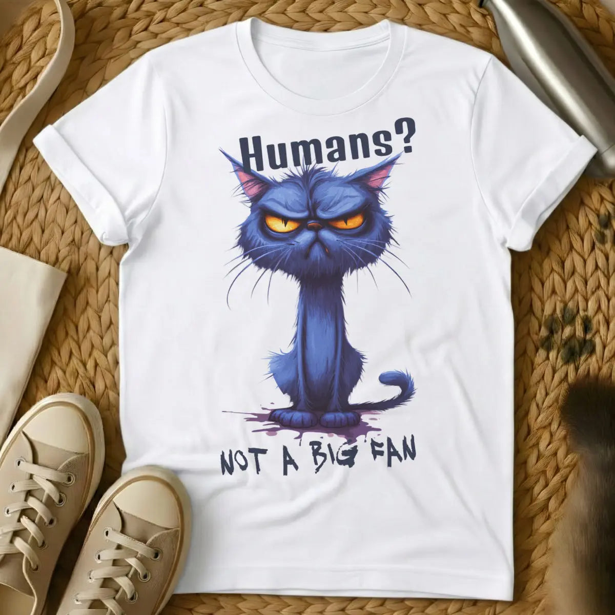 Not a Big Fan Cat Tee - White Cat T-Shirt