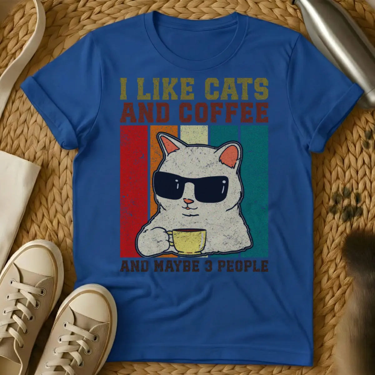 I Like Cats and Maybe 3 People Shirt - Blue Cat T-Shirt