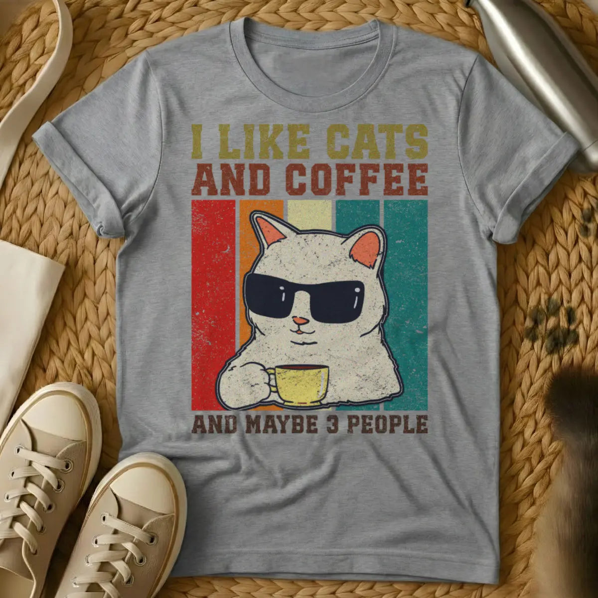 I Like Cats and Maybe 3 People Shirt - Gray Cat T-Shirt