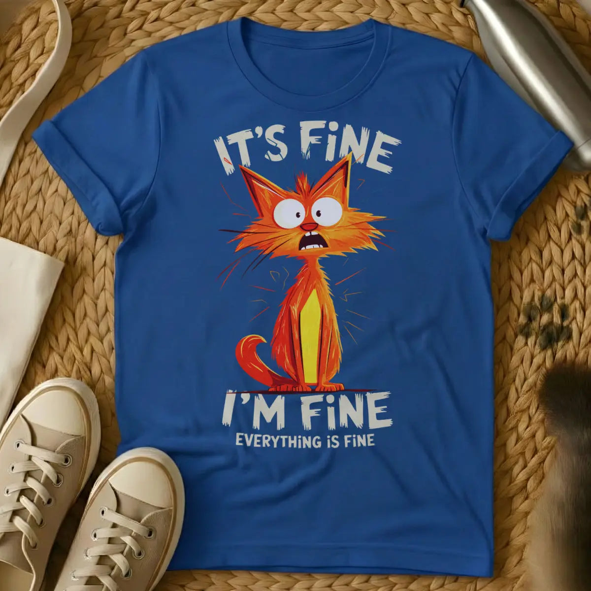 It's Fine Everything's Fine Cat Shirt - Blue Cat T-Shirt