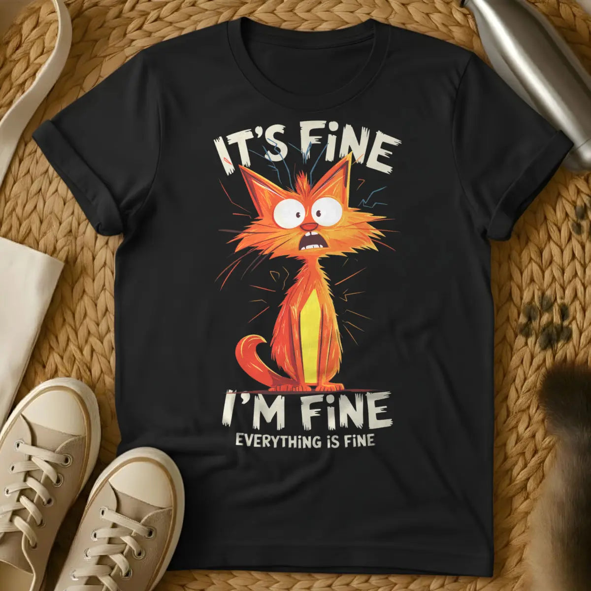 It's Fine Everything's Fine Cat Shirt - Black Cat T-Shirt