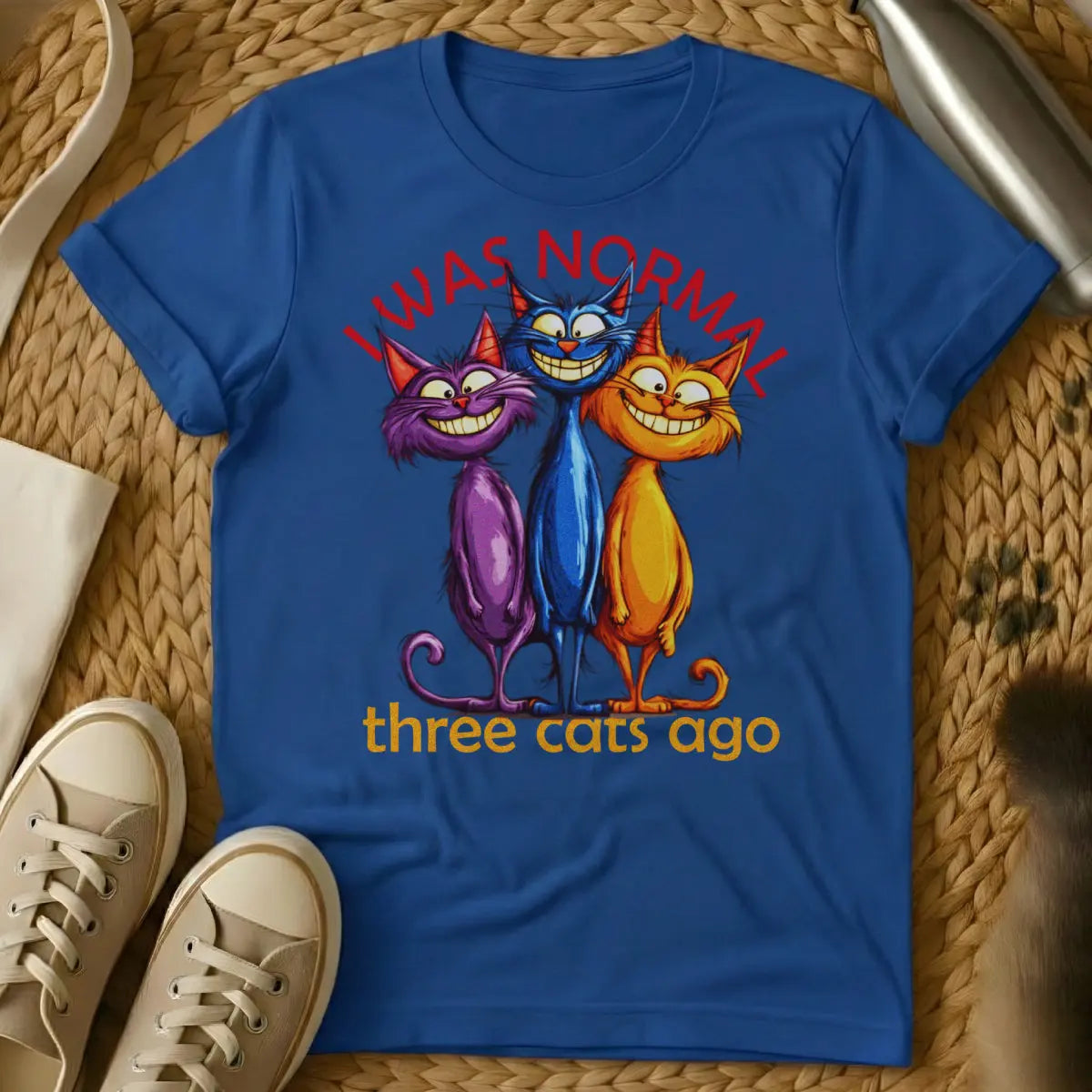 I Was Normal Three Cats Ago Cat Tee - Blue Cat T-Shirt