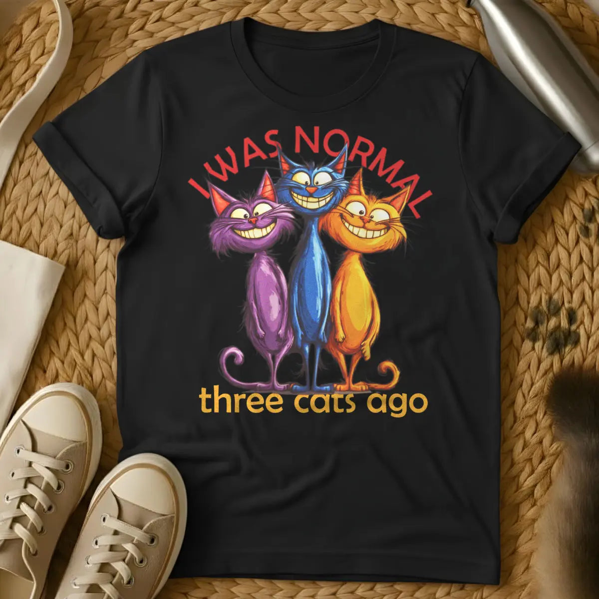 I Was Normal Three Cats Ago Cat Tee - Black Cat T-Shirt