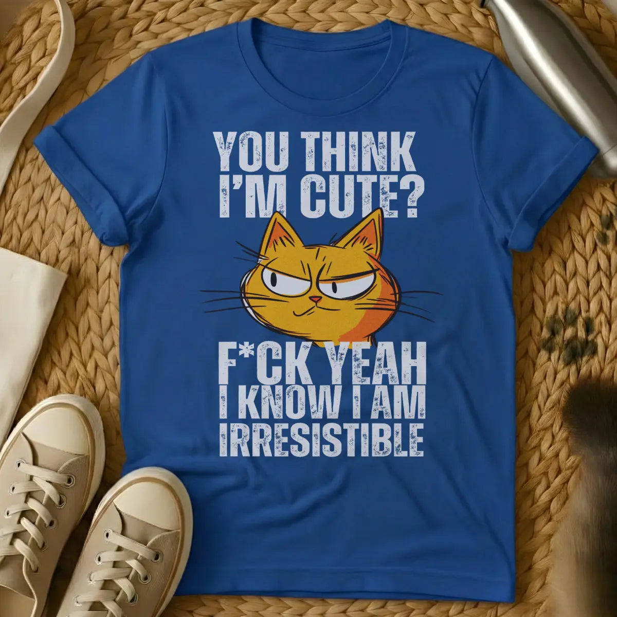 Funny Cat Shirt - Blue T-Shirt - cat logic humor, crazy cat person humor, feline antics apparel