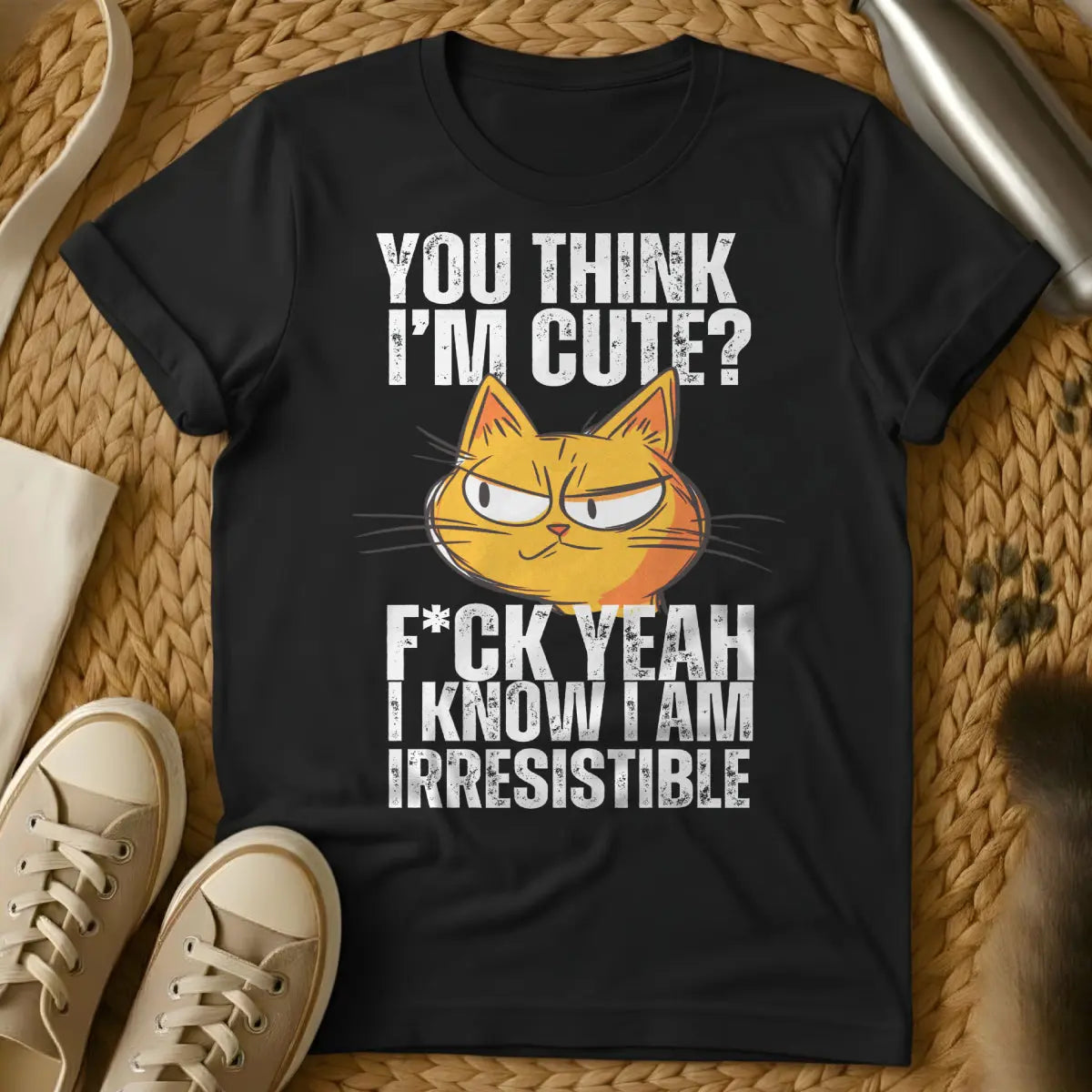Funny Cat Shirt - Black T-Shirt - cat logic humor, crazy cat person humor, feline antics apparel