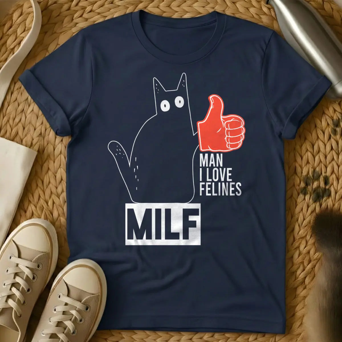 MILF Cat Shirt - Navy Cat T-Shirt