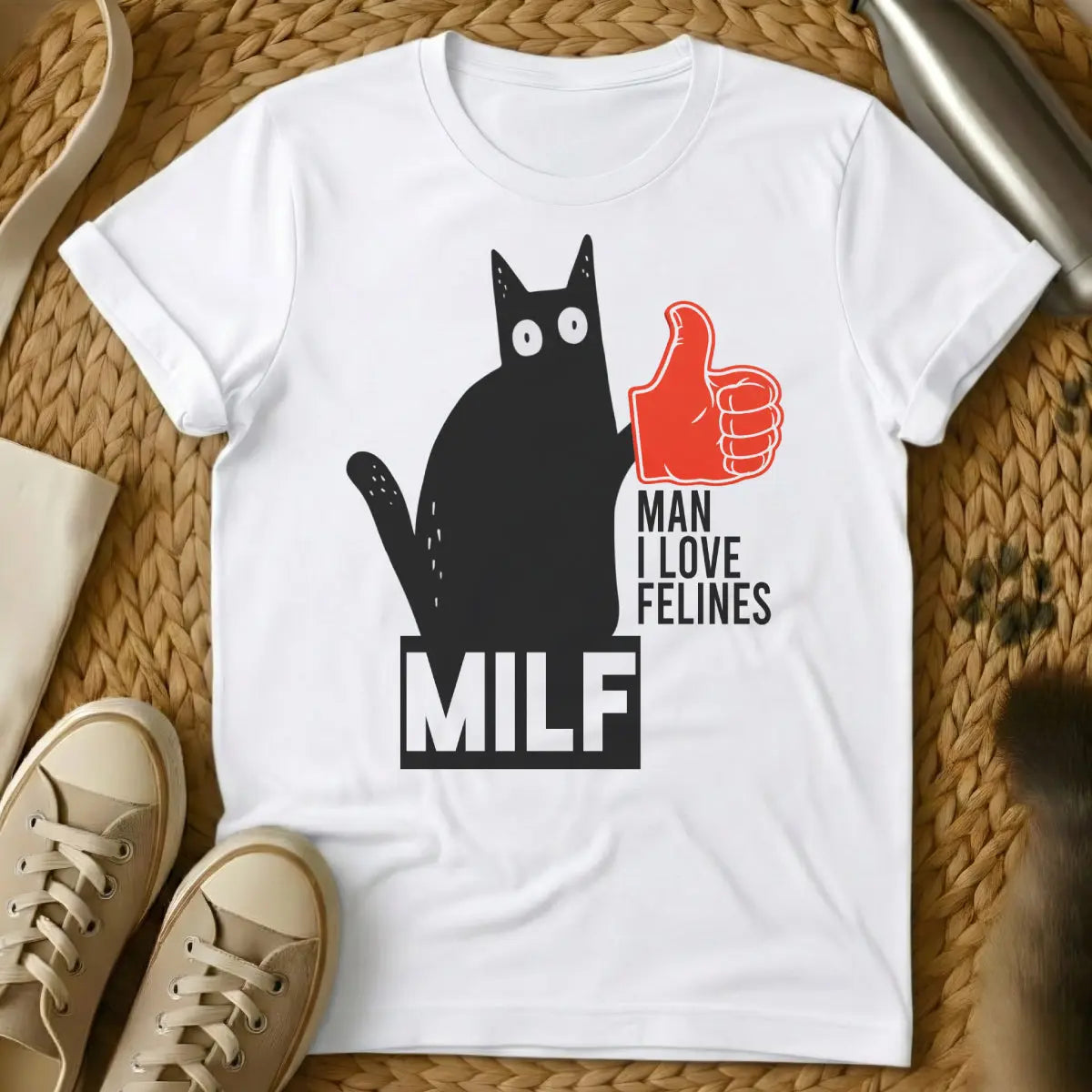 MILF Cat Shirt - White Cat T-Shirt