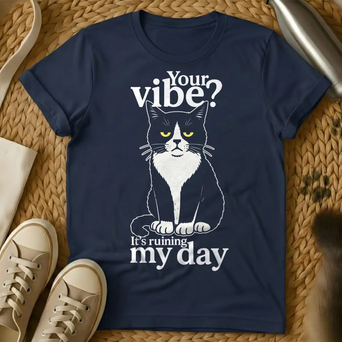 Vibe Cat T-Shirt - Navy Cat T-Shirt