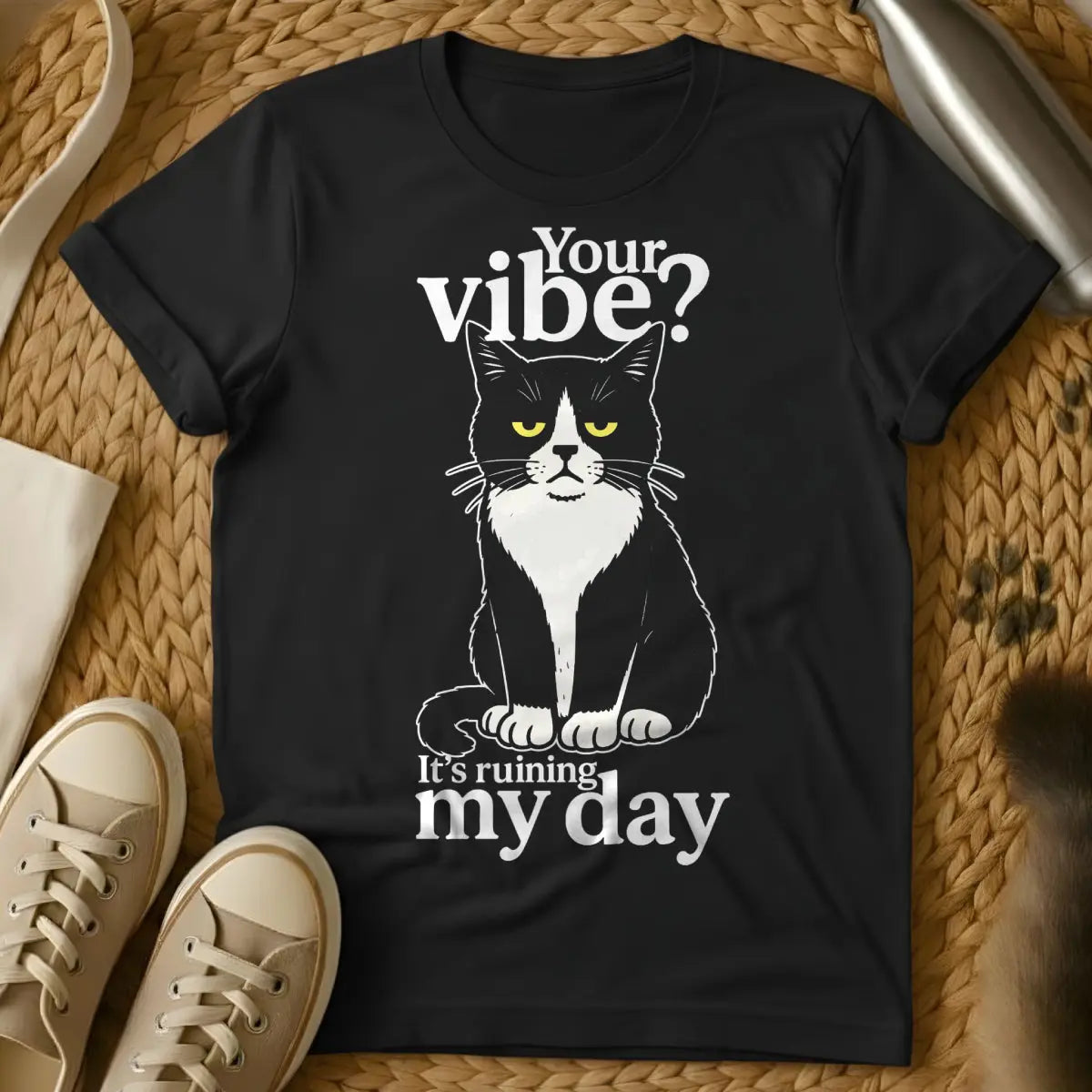 Vibe Cat T-Shirt - Black Cat T-Shirt