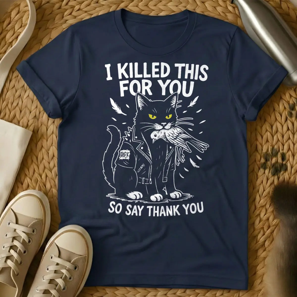 Killer Cat Shirt - Navy Cat T-Shirt