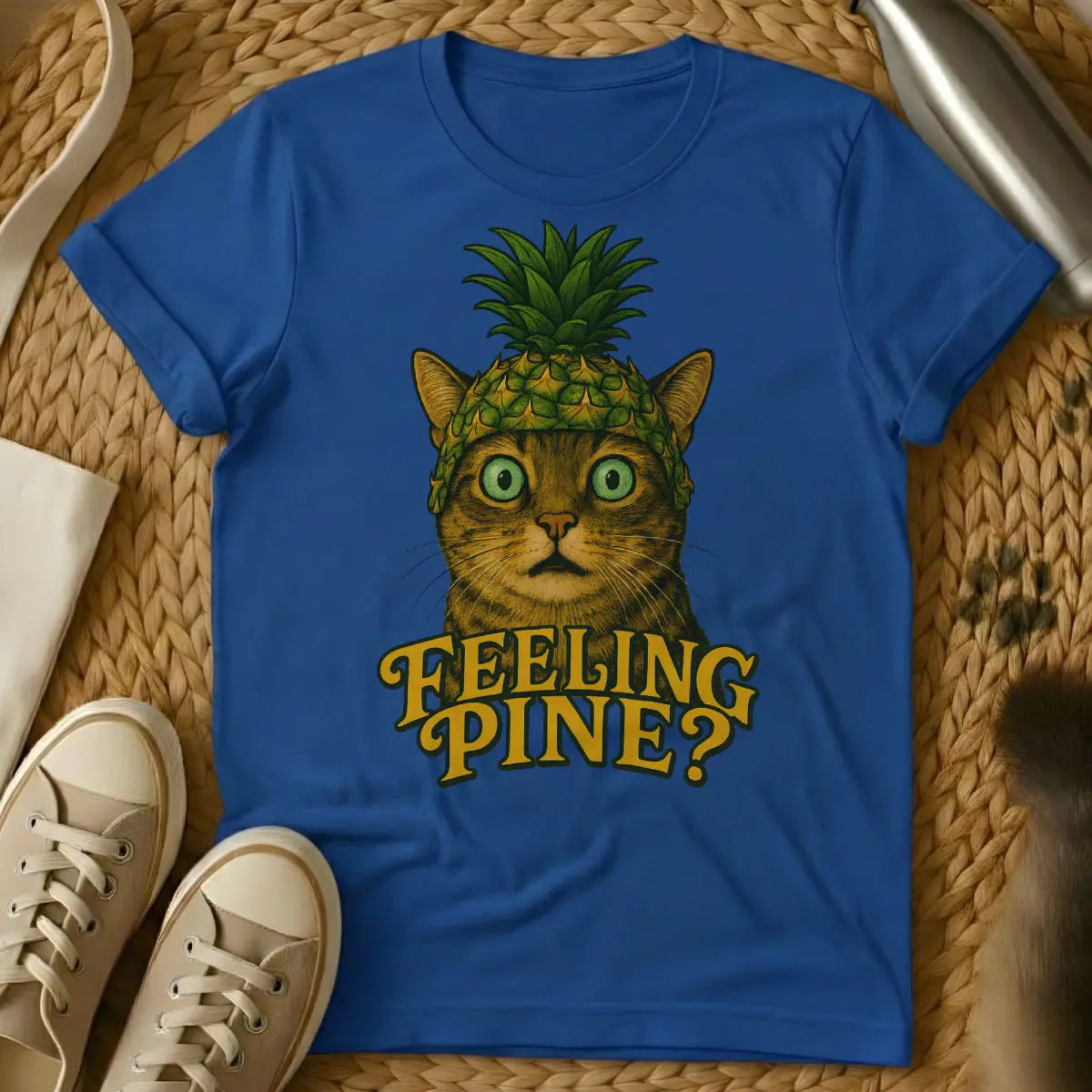 Pineapple Cat T-Shirt - Blue Cat T-Shirt
