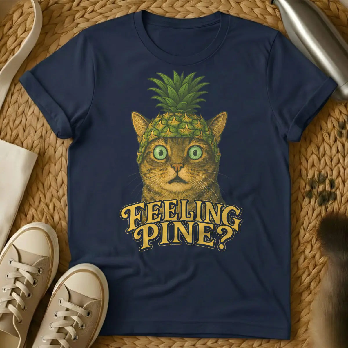 Pineapple Cat T-Shirt - Navy Cat T-Shirt