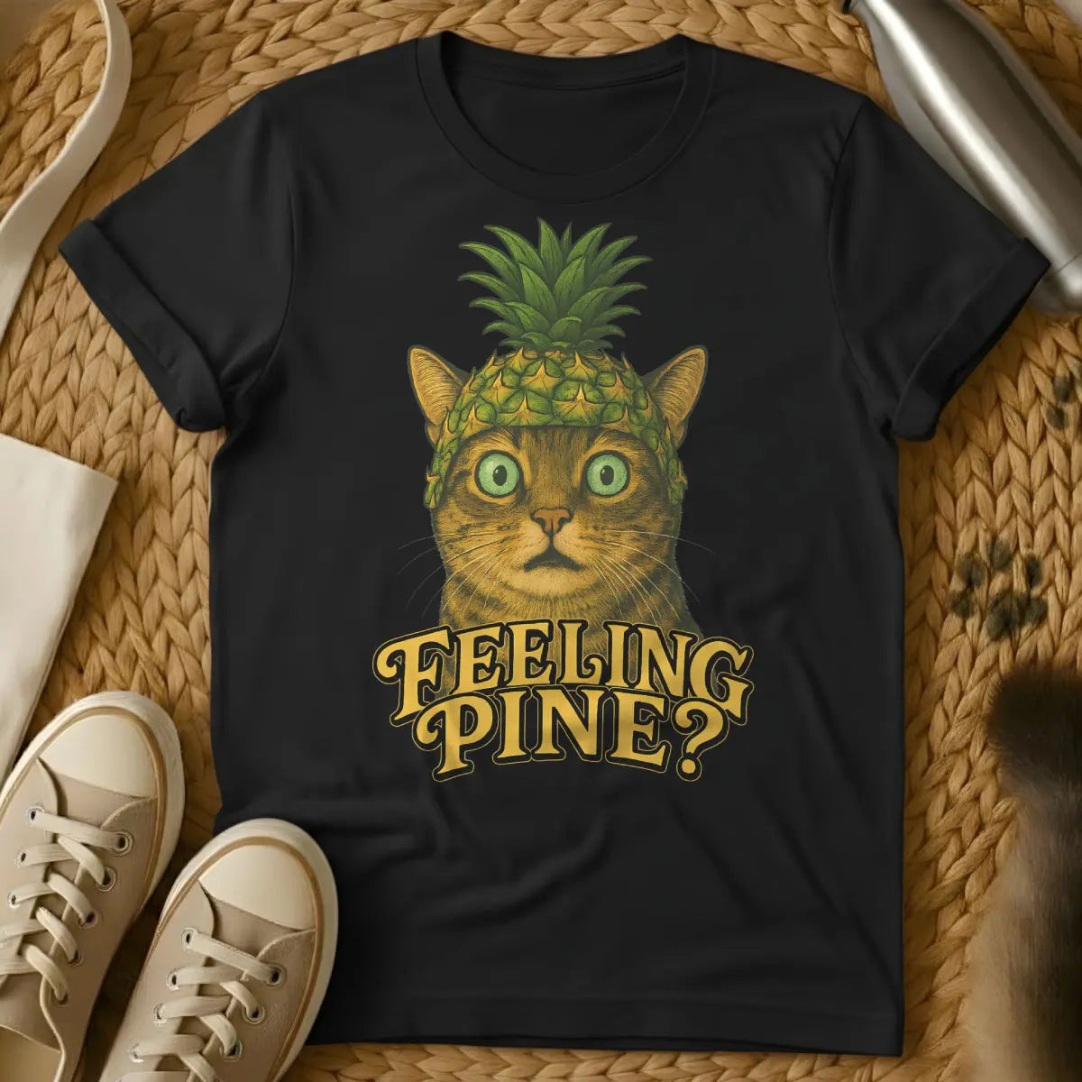 Pineapple Cat T-Shirt - Black Cat T-Shirt