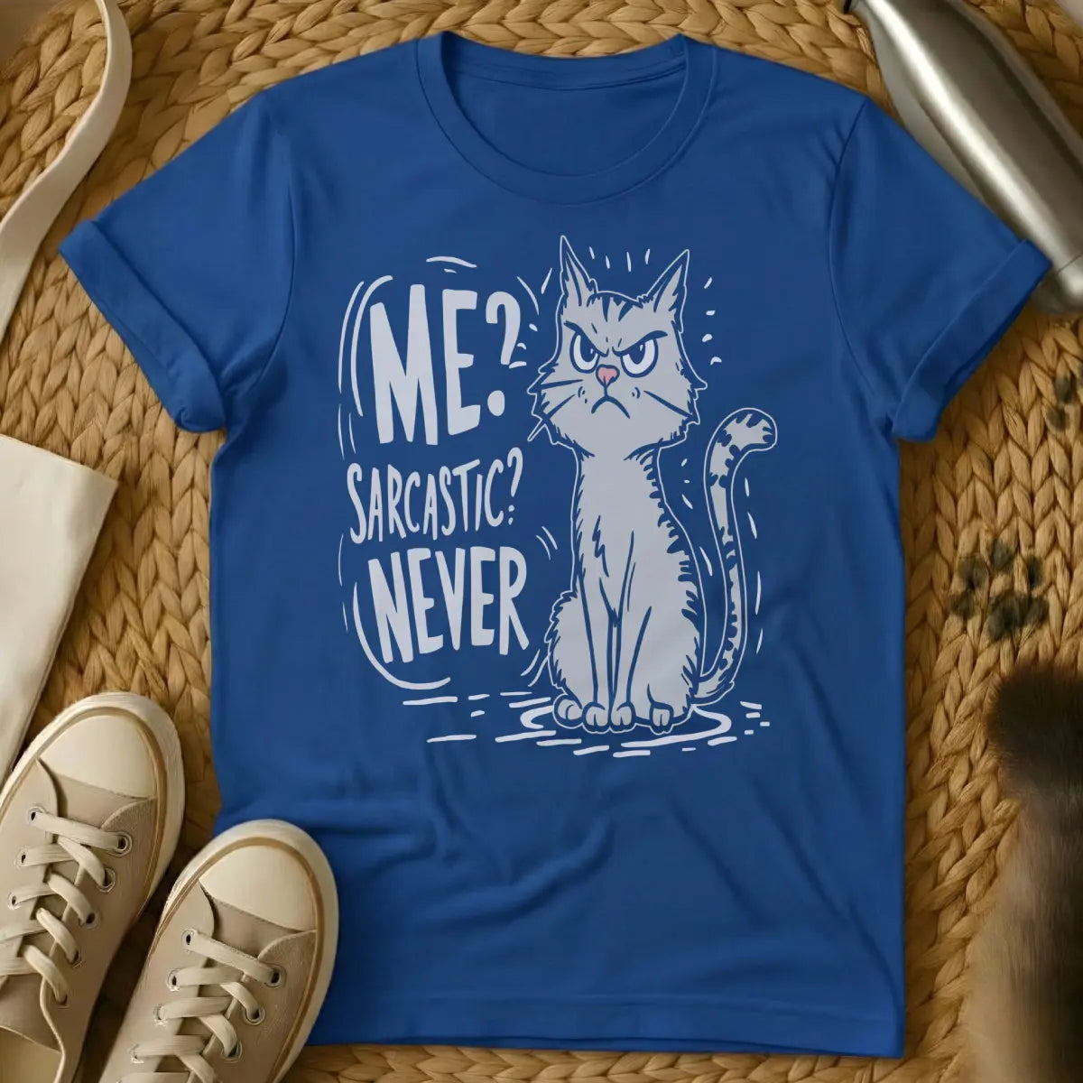 Sarcastic Cat T-Shirt - Blue Cat T-Shirt