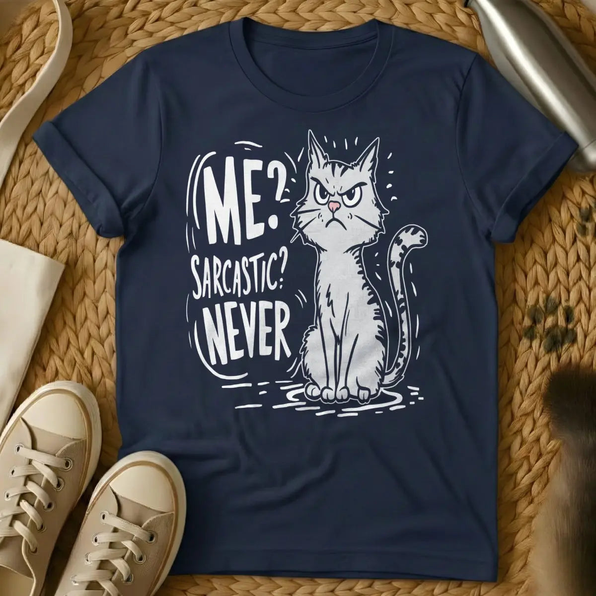 Sarcastic Cat T-Shirt - Navy Cat T-Shirt