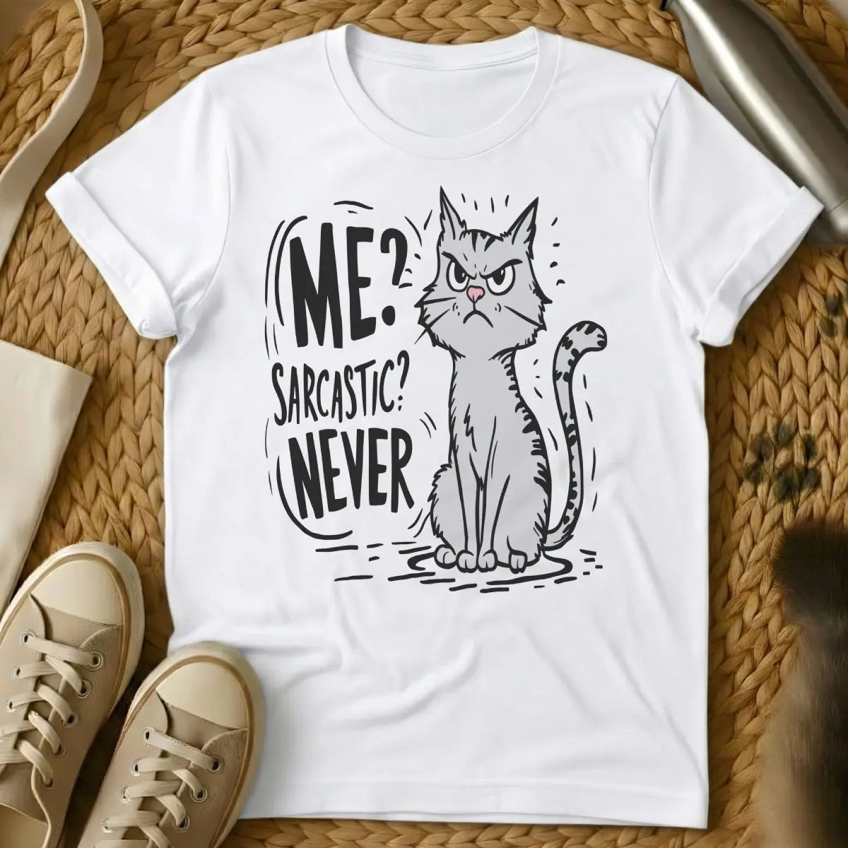 Sarcastic Cat T-Shirt - White Cat T-Shirt