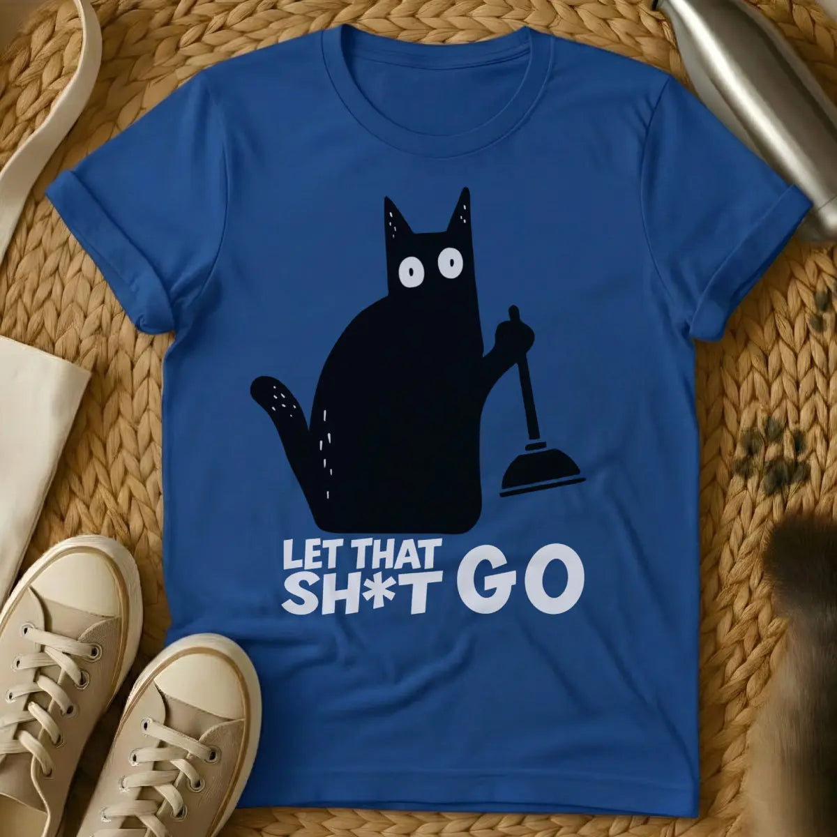 Motivational Cat T-Shirt - Blue Cat T-Shirt