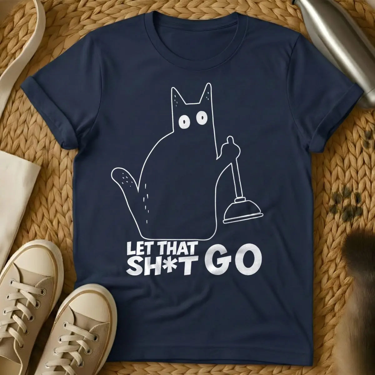 Motivational Cat T-Shirt - Navy Cat T-Shirt