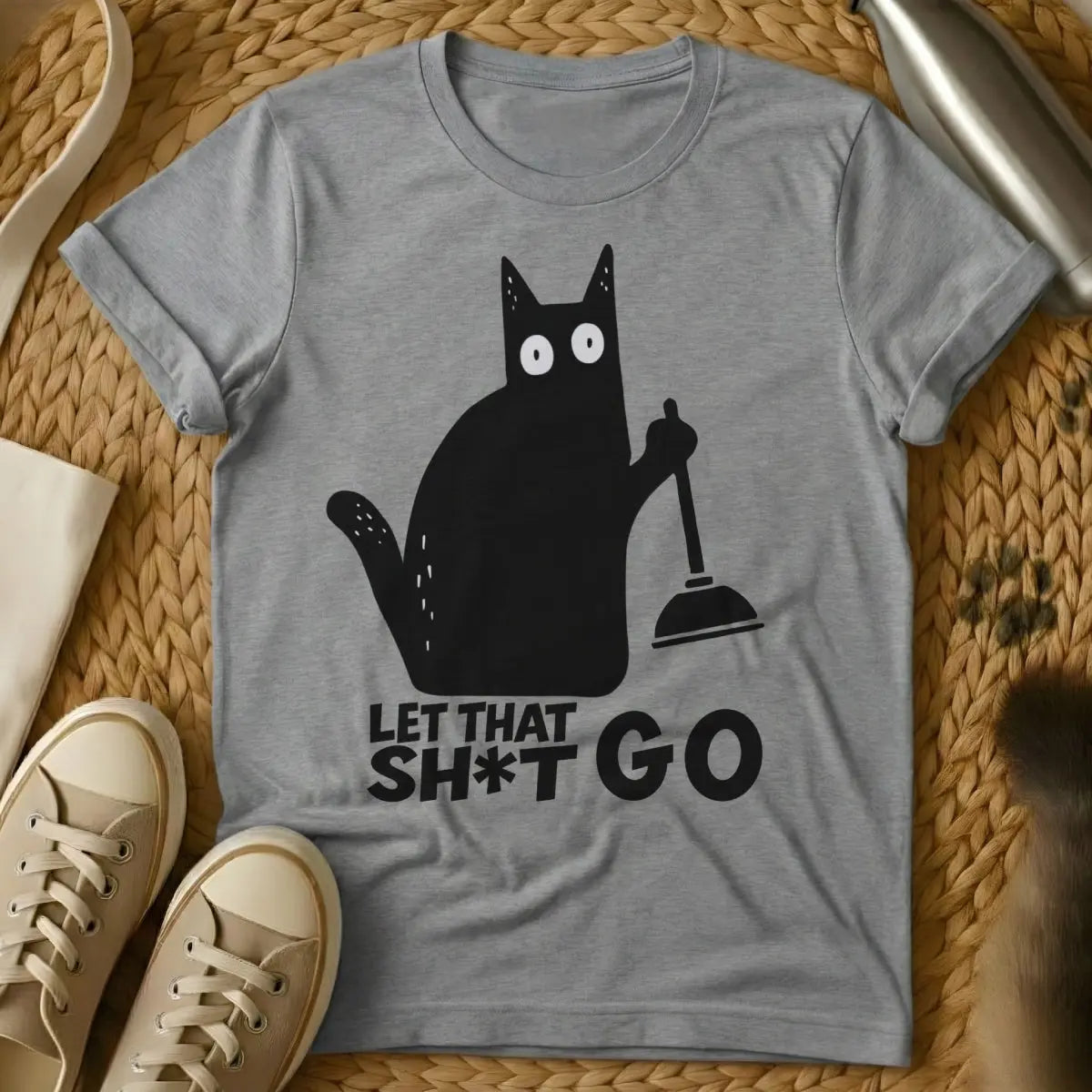 Motivational Cat T-Shirt - Gray Cat T-Shirt