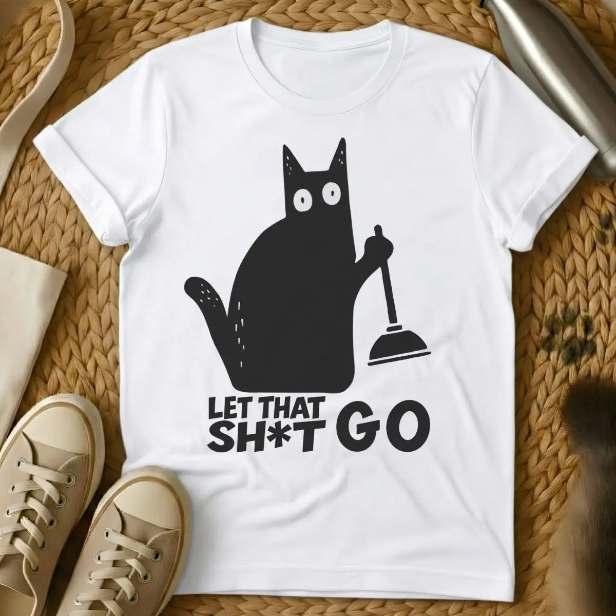 Motivational Cat T-Shirt - White Cat T-Shirt