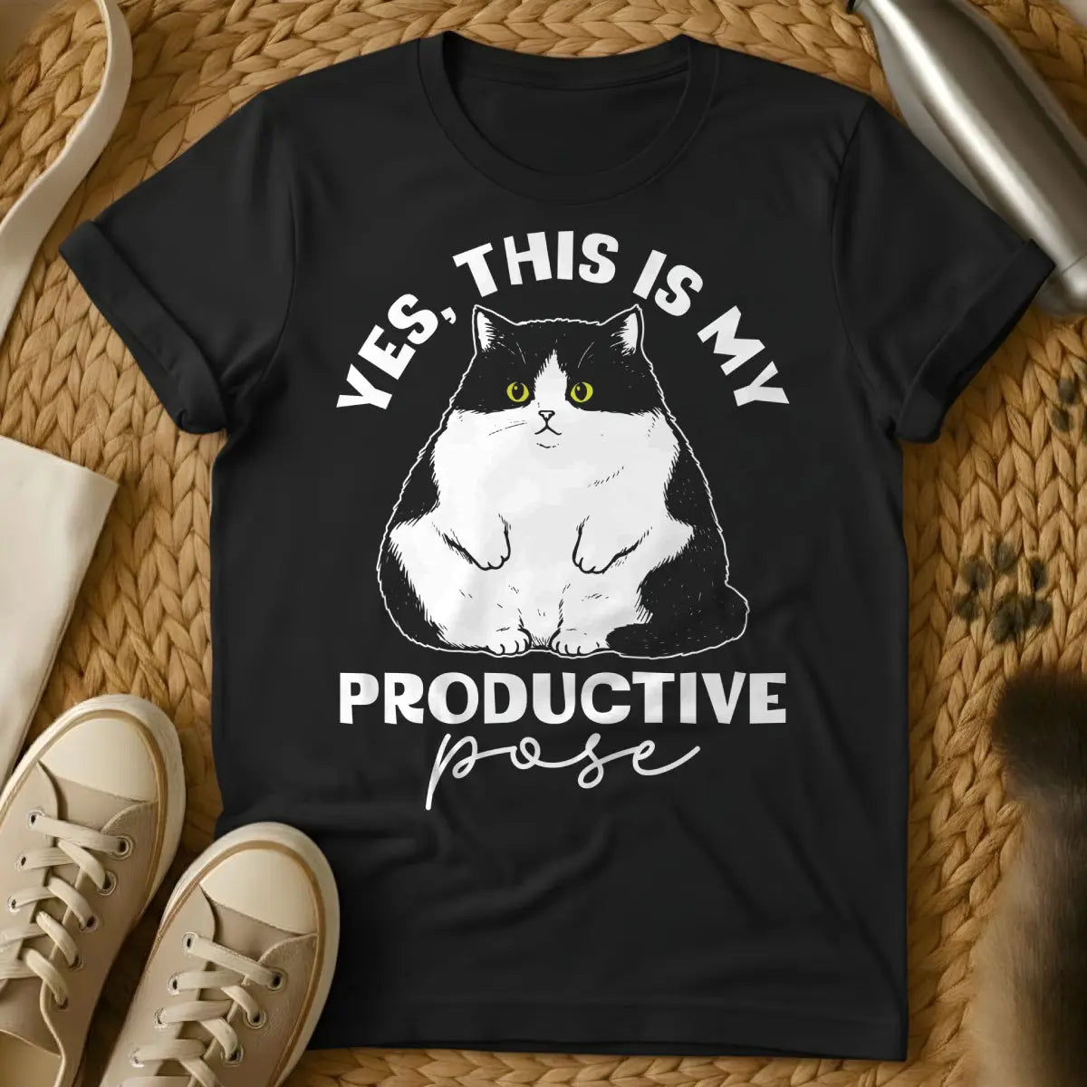 Productive Cat Tee - Black Cat T-Shirt