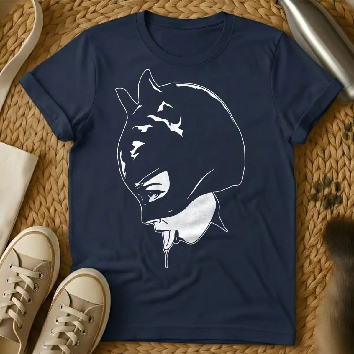 Catwoman Cat Shirt - Navy T-Shirt - anti-hero pet, comic character reimagined, dc comics feline
