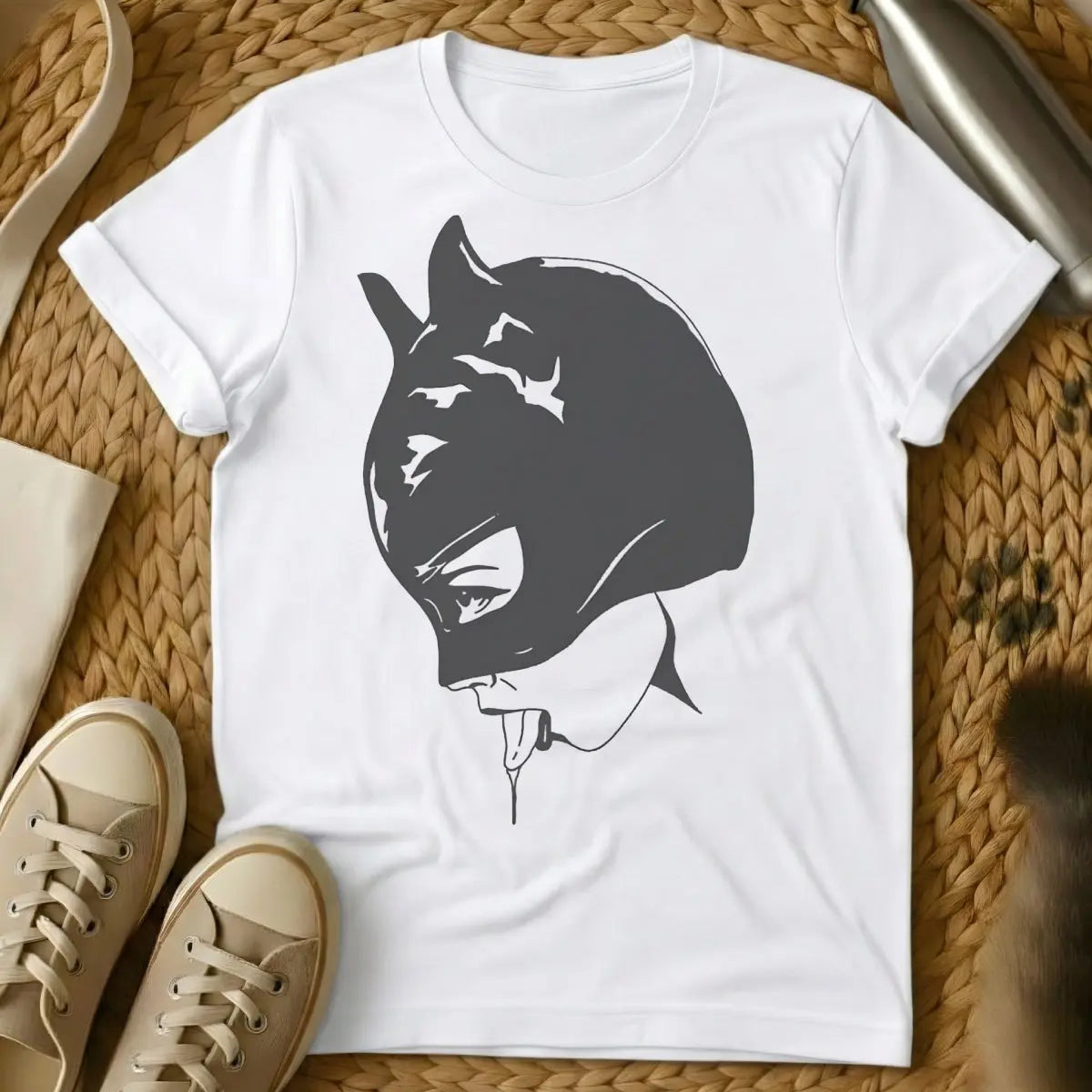 Catwoman Cat Shirt - White T-Shirt - anti-hero pet, comic character reimagined, dc comics feline