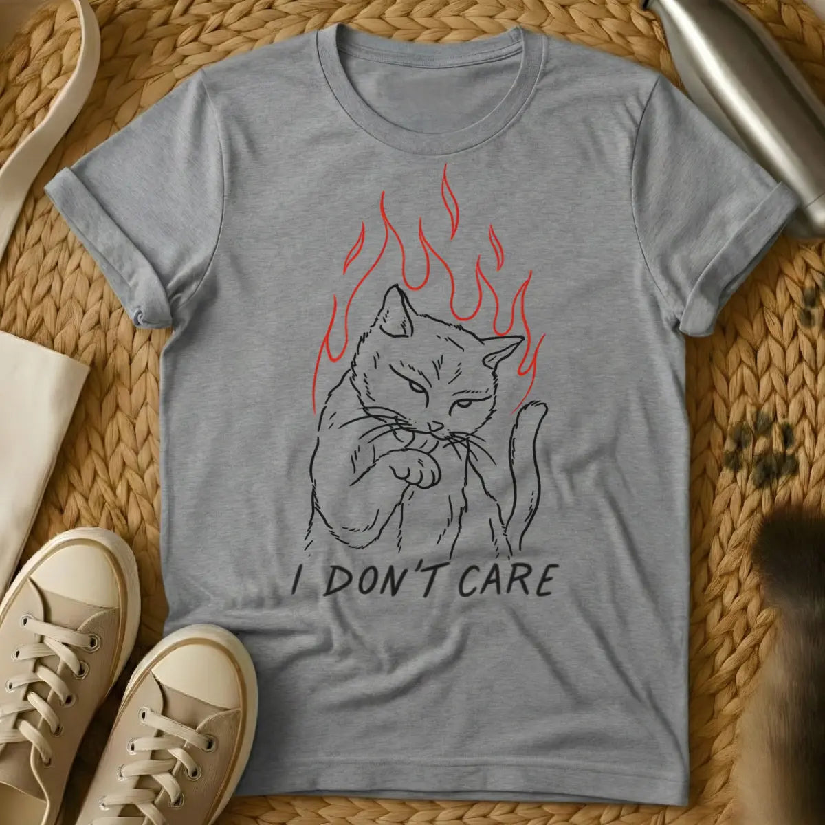 I Don't Care Cat Shirt - Gray Cat T-Shirt