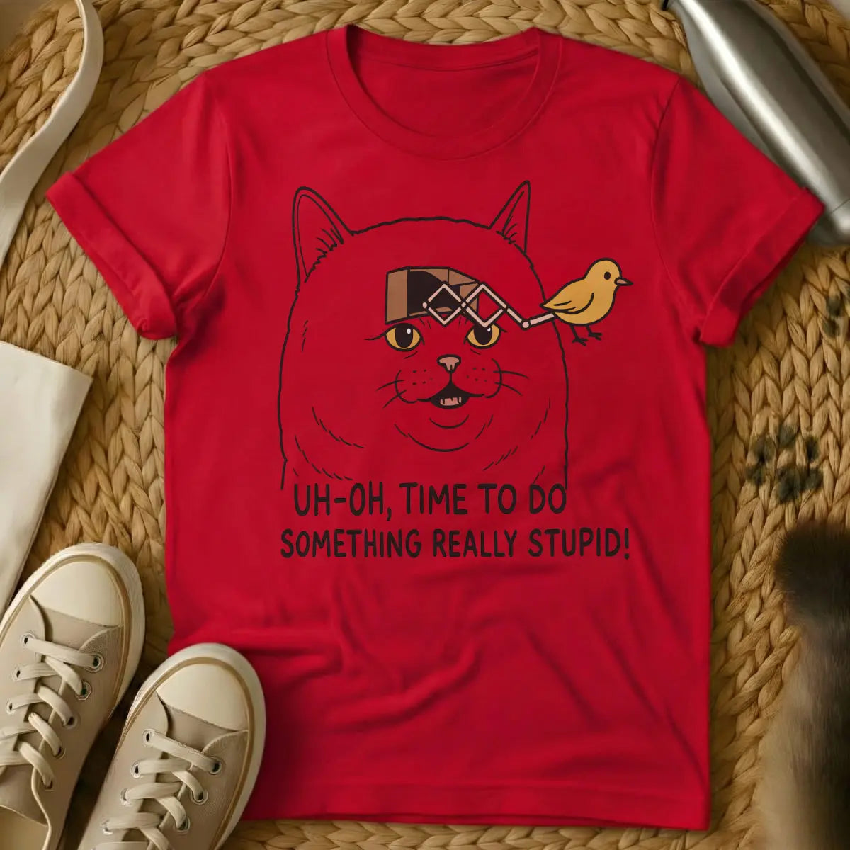 Stupid Cat Shirt - Red Cat T-Shirt