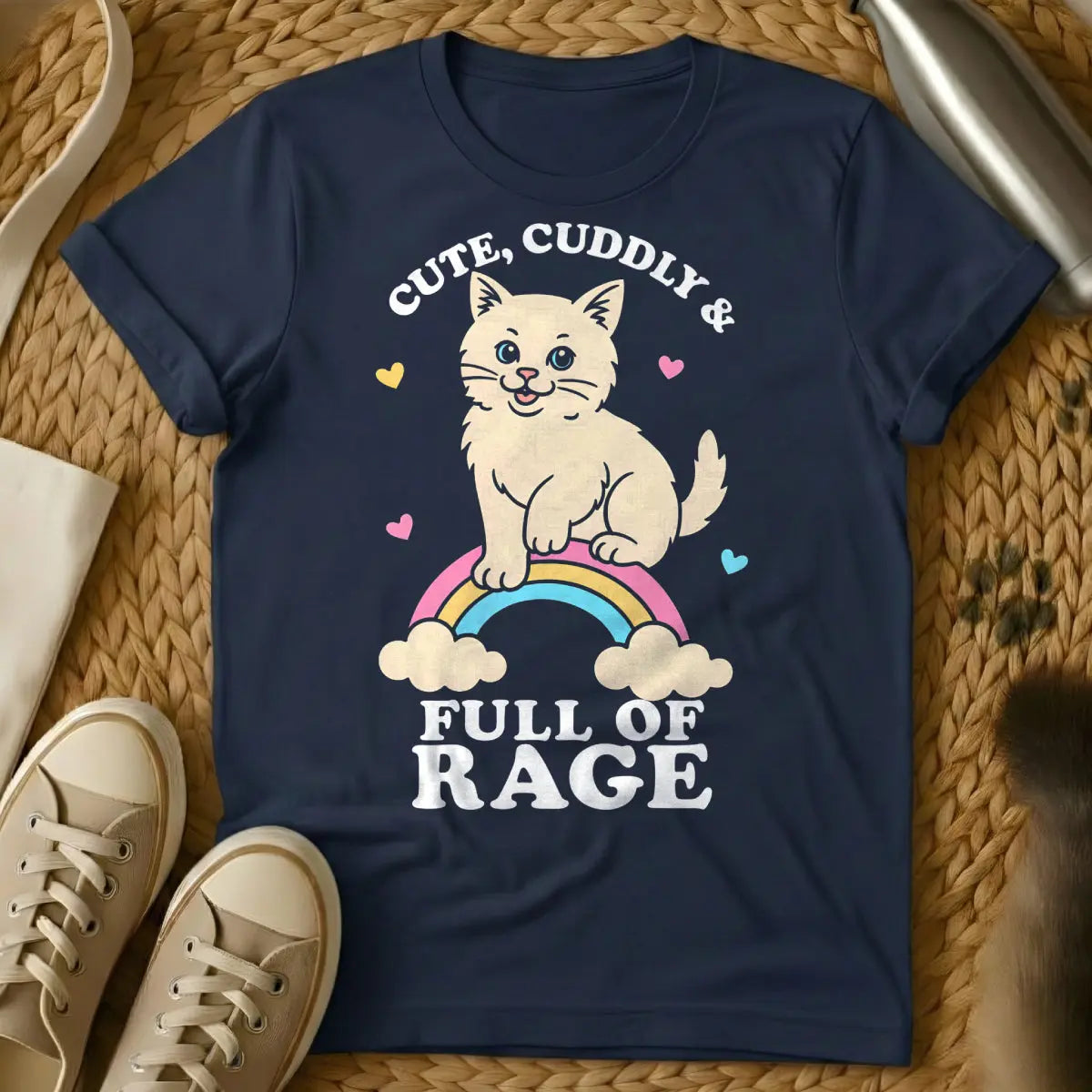 Rage Cat T-Shirt - Navy Cat T-Shirt