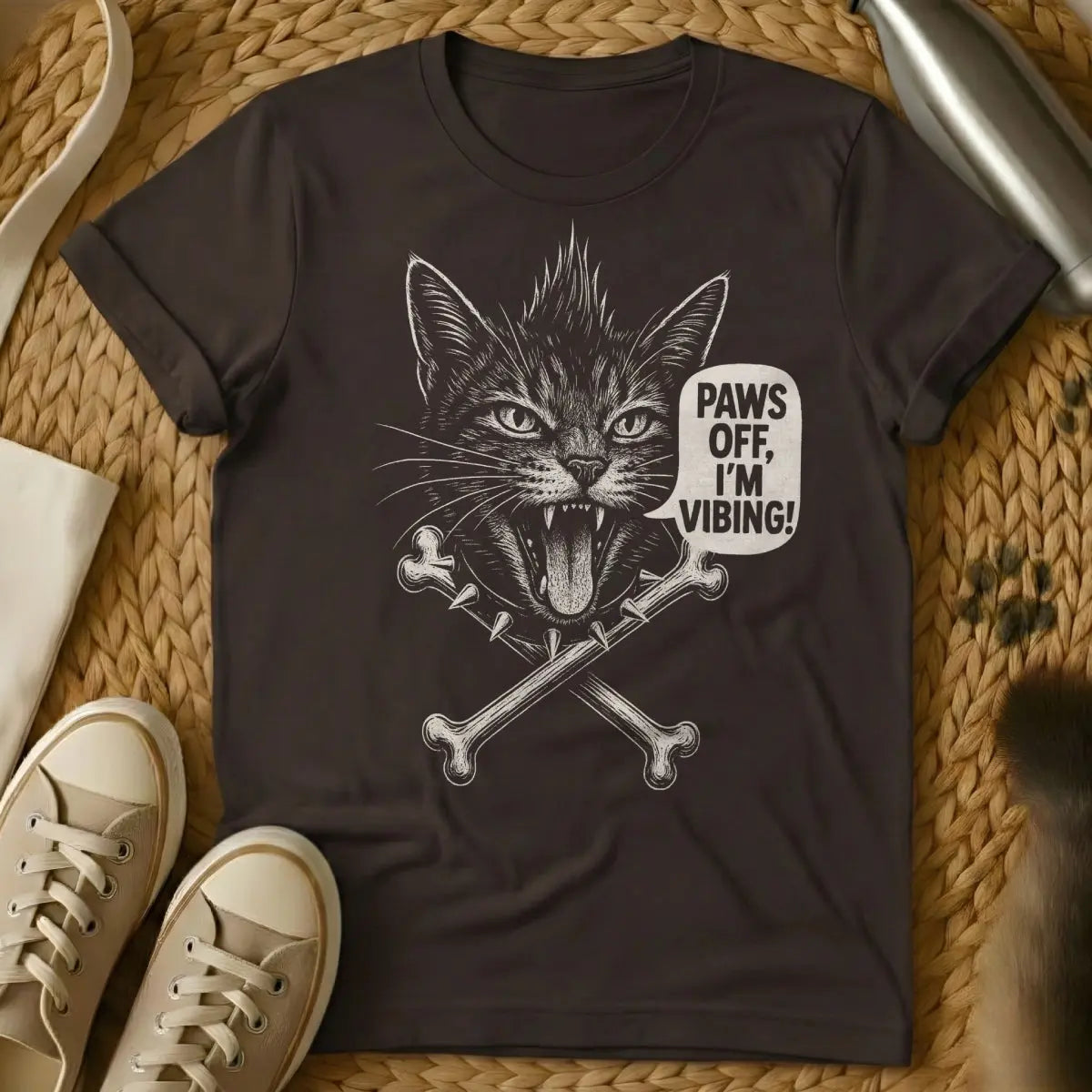 Punk Cat Shirt - Dark Chocolate Cat T-Shirt