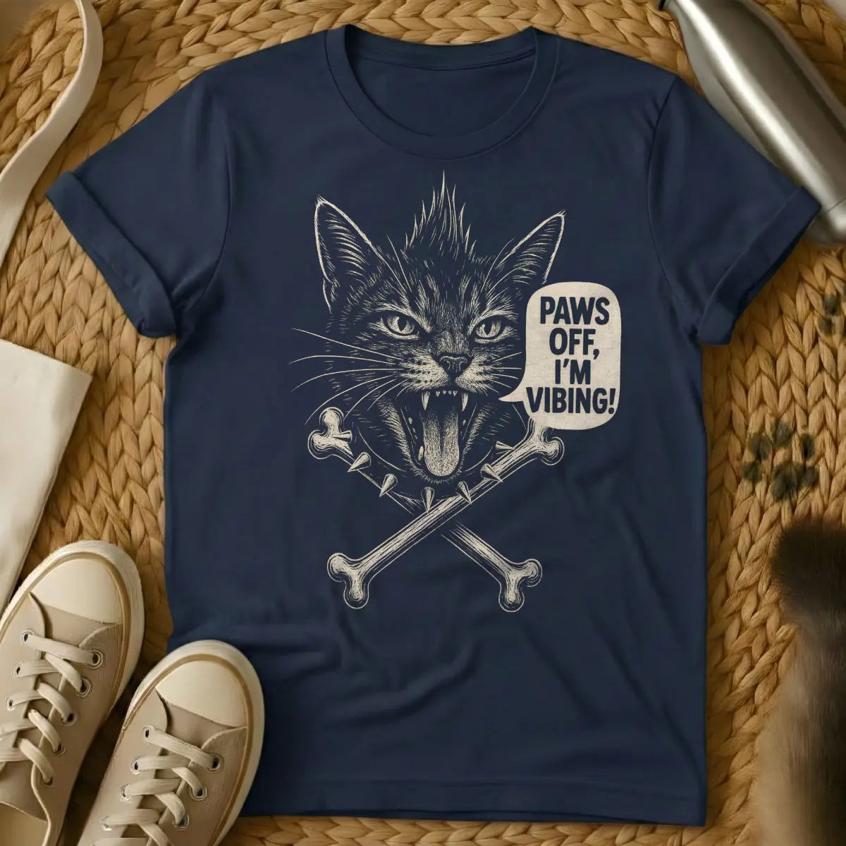 Punk Cat Shirt - Navy Cat T-Shirt