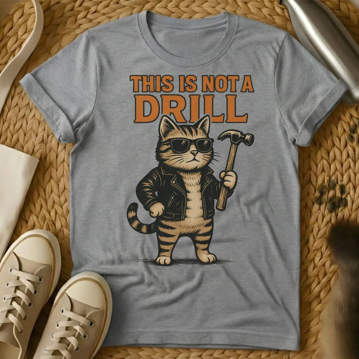 This Is Not a Drill Cat Shirt - Gray Cat T-Shirt