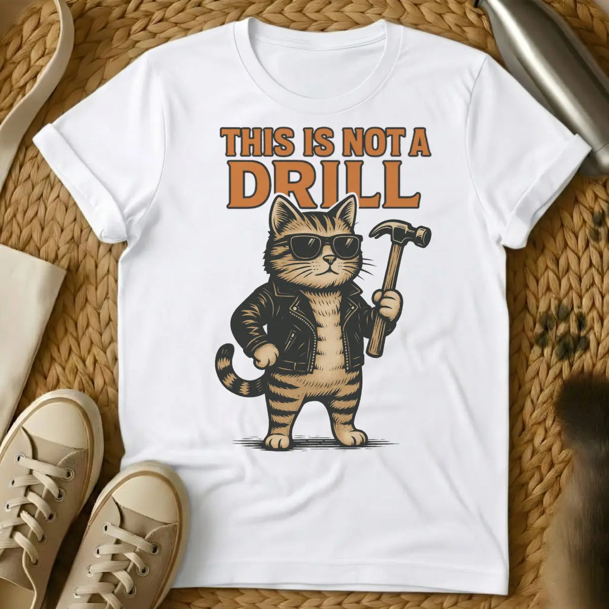 This Is Not a Drill Cat Shirt - White Cat T-Shirt