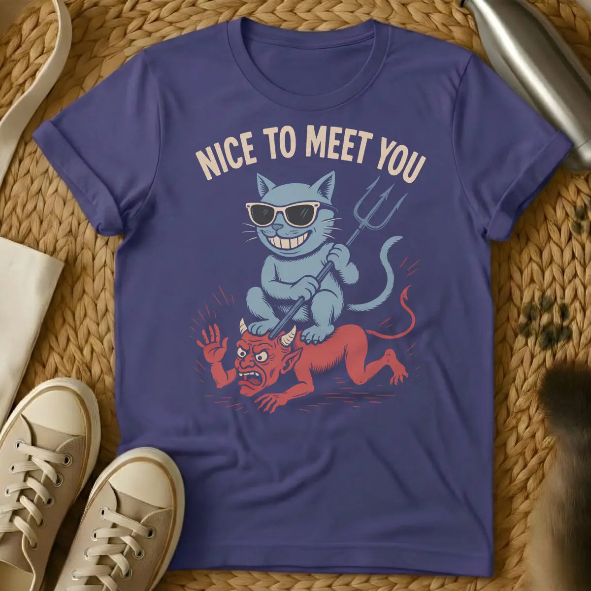 Hell Cat T-Shirt - Purple Cat T-Shirt