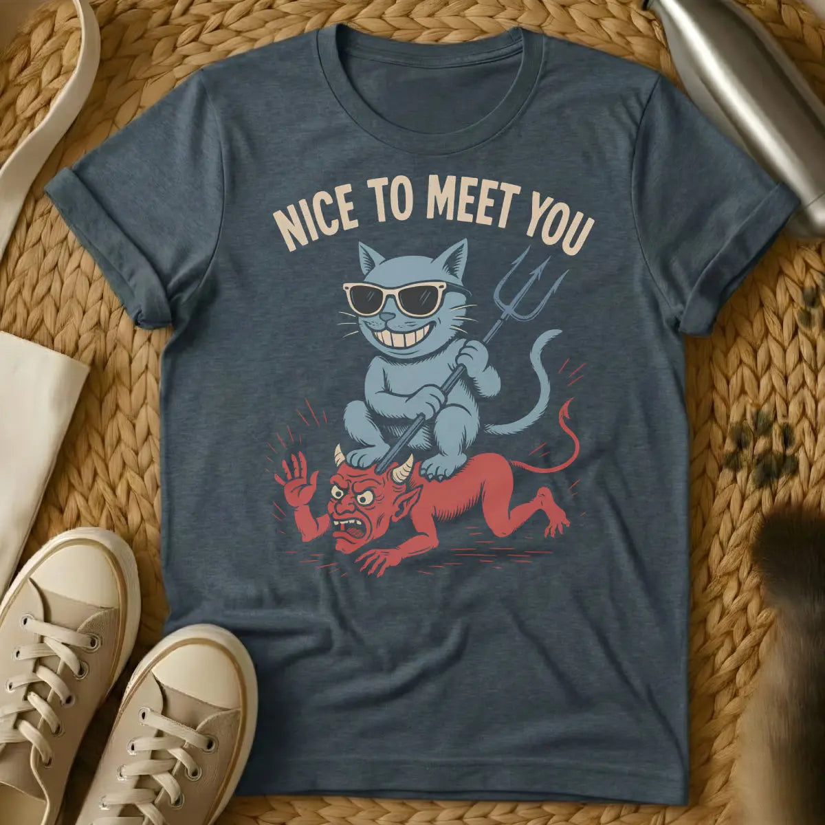 Hell Cat T-Shirt - Dark Heather Cat T-Shirt