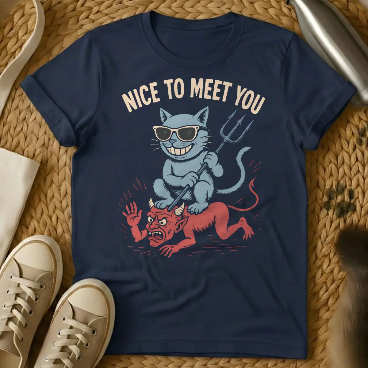 Hell Cat T-Shirt - Navy Cat T-Shirt